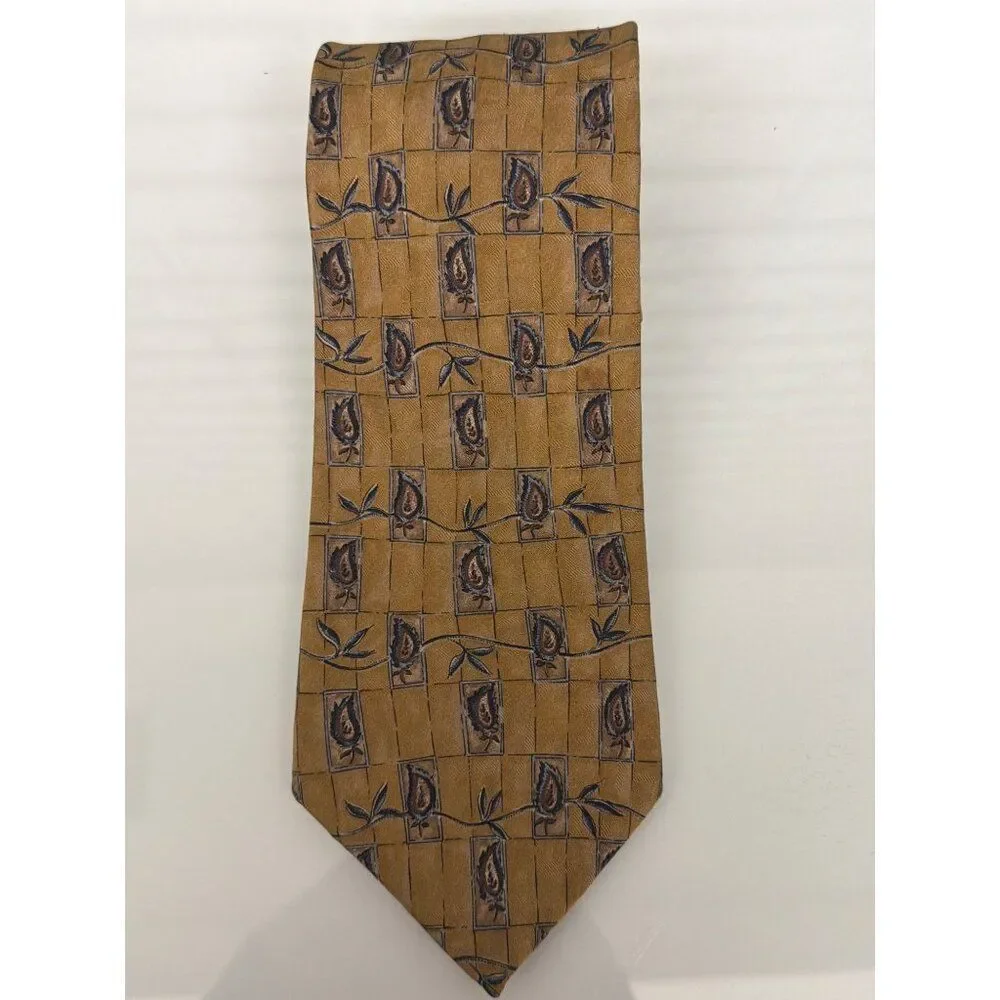 Bill Blass Leaf Vine  Motif Extra Long Silk Men’s Necktie